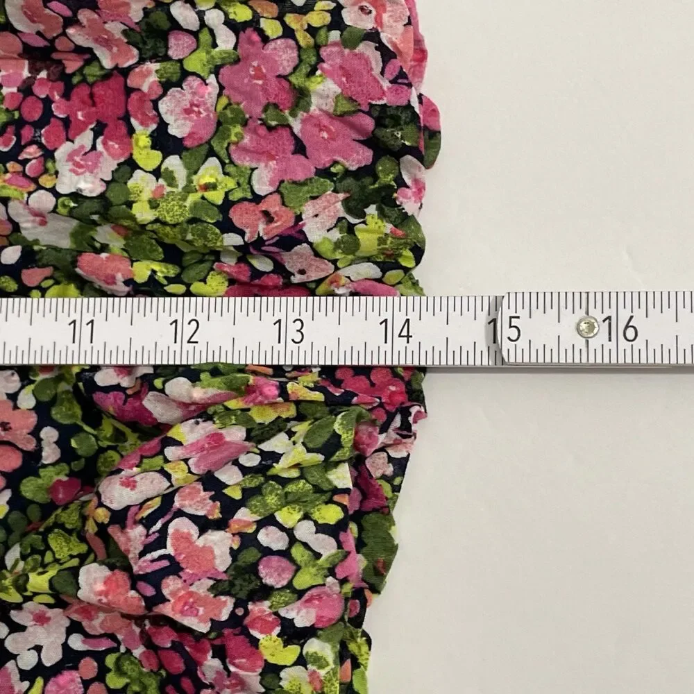 Crown & Ivy Women’s Floral Cotton Blouse XL Balloon Sleeve Multicolor Cropped